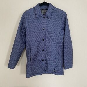 Barbour Flyknit Blue Quilt Parka Jacket Coat Plaid Lined Snap Size 4